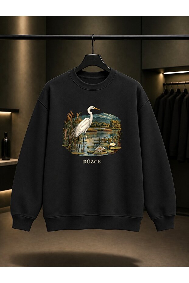 Düzce Efteni Lake Printed Unisex 100% Cotton Sweatshirt