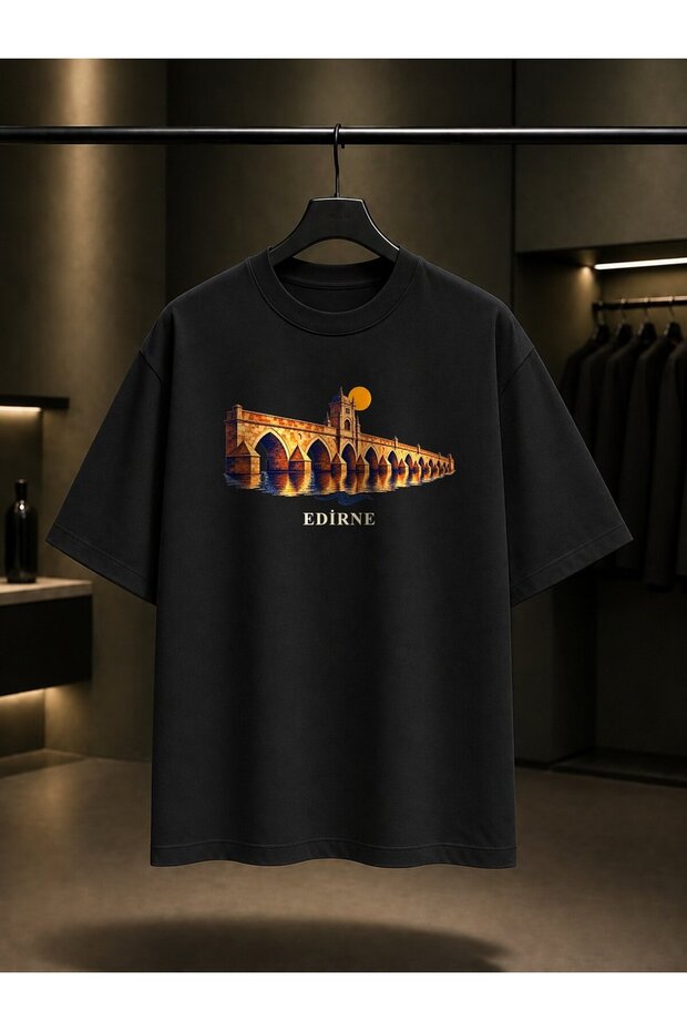 Edirne Meriç Bridge Printed Unisex 100% Cotton T-Shirt