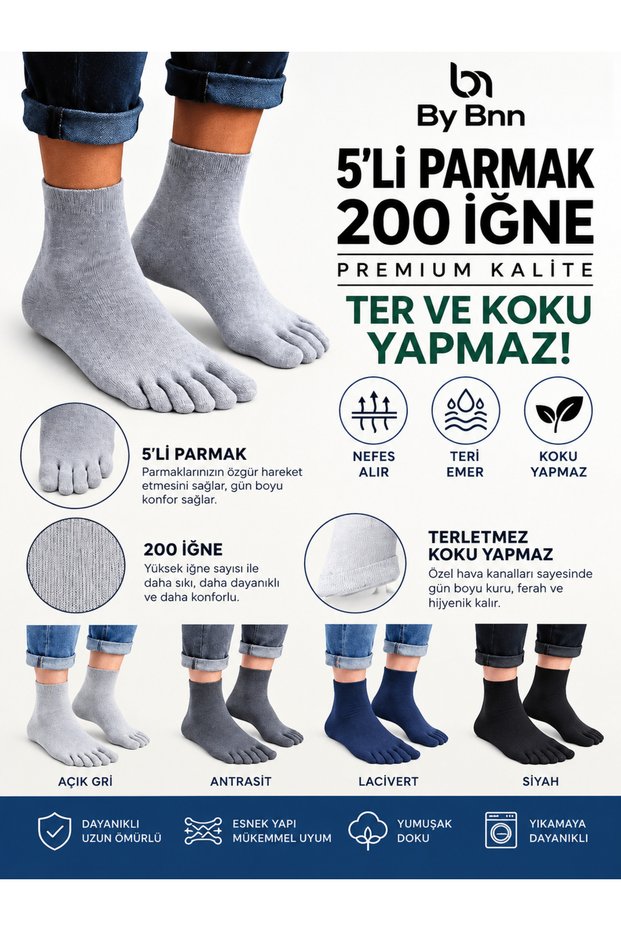 4 Pairs of Bamboo 5-Finger Unisex Socks