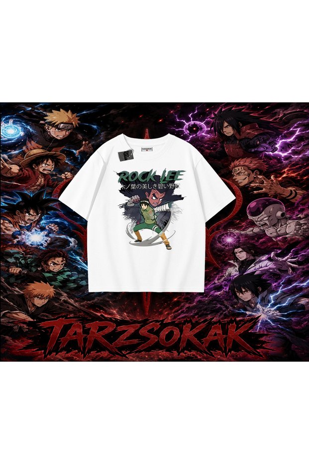 Rock Lee Naruto Anime Character Oversize Unisex T-Shirt White