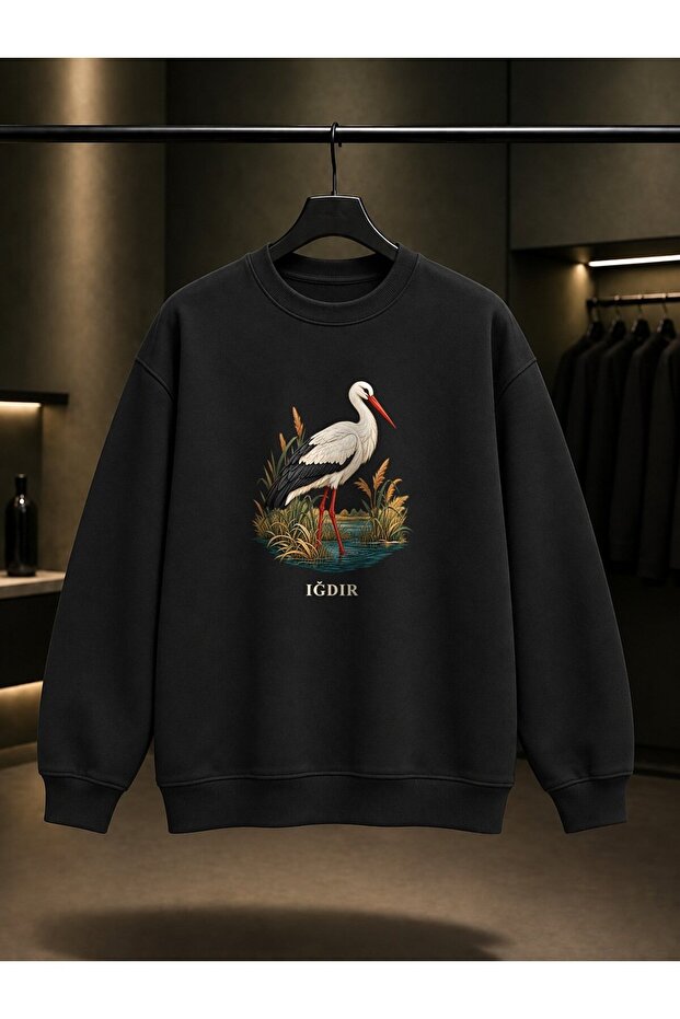 Iğdır Aras Stork Printed Unisex 100% Cotton Sweatshirt