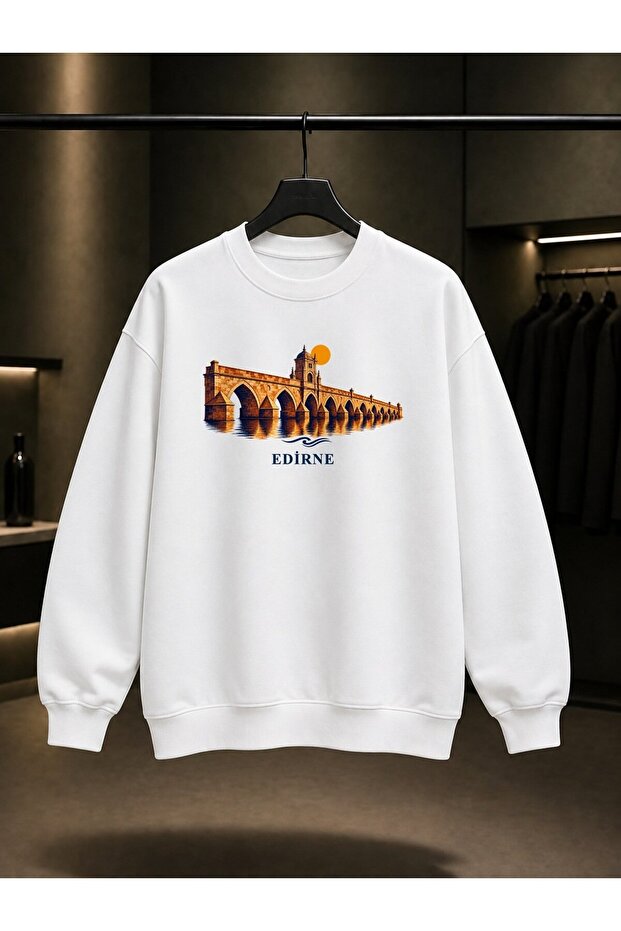 Edirne Meriç Bridge Printed Unisex 100% Cotton Sweatshirt