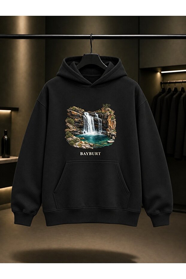 Bayburt Sırakayalar Printed Unisex 100% Cotton Hooded Sweatshirt