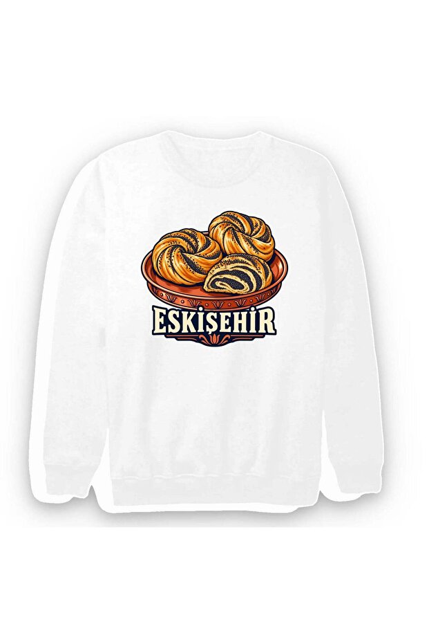 Eskişehir Poppy Printed Unisex 100% Cotton Sweatshirt
