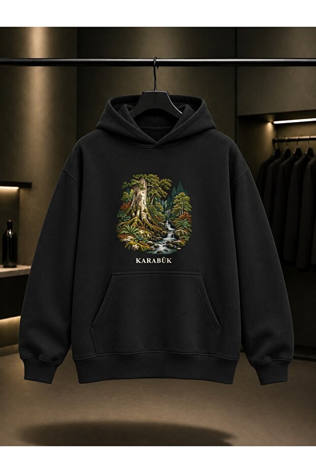 Karabük Yenice Ormanları Printed Unisex 100% Cotton Hooded Sweatshirt