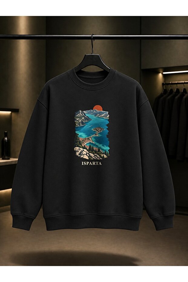 Isparta Lake of Spades Printed Unisex 100% Cotton Sweatshirt