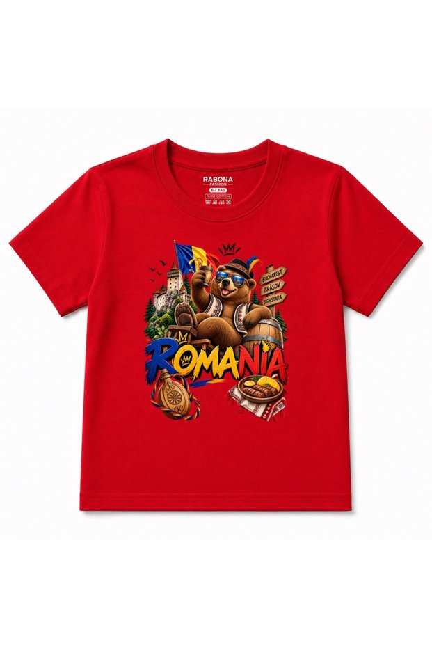 Romania Wild Adventure Bear & Transylvanian Culture Graphic Kids T-Shirt