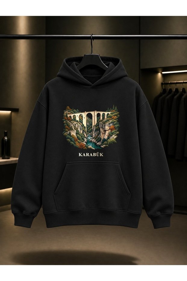 Karabük İncekaya Printed Unisex 100% Cotton Hooded Sweatshirt