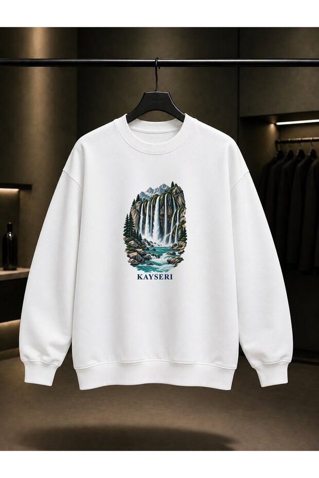 Kayseri Kapuzbaşı Waterfalls Printed Unisex 100% Cotton Sweatshirt