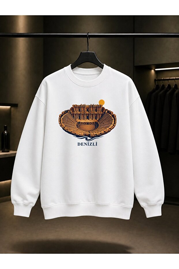 Denizli Hierapolis Ancient Theater Printed Unisex 100% Cotton Sweatshirt