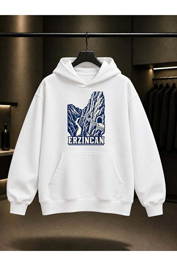 Erzincan Kemaliye Dark Canyon Printed Unisex 100% Cotton Hooded Sweatshirt