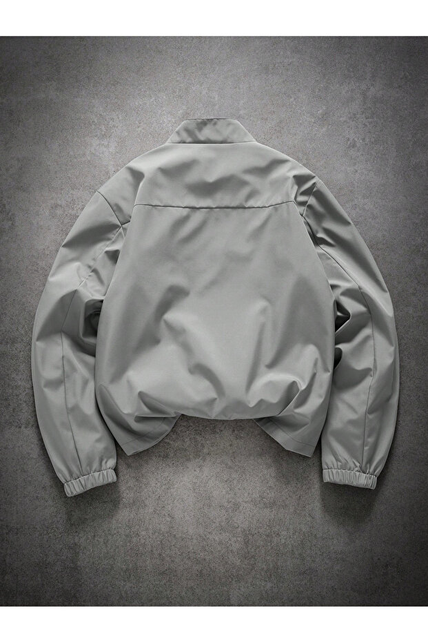 Grey Solid Zip-Up Sports Jacket