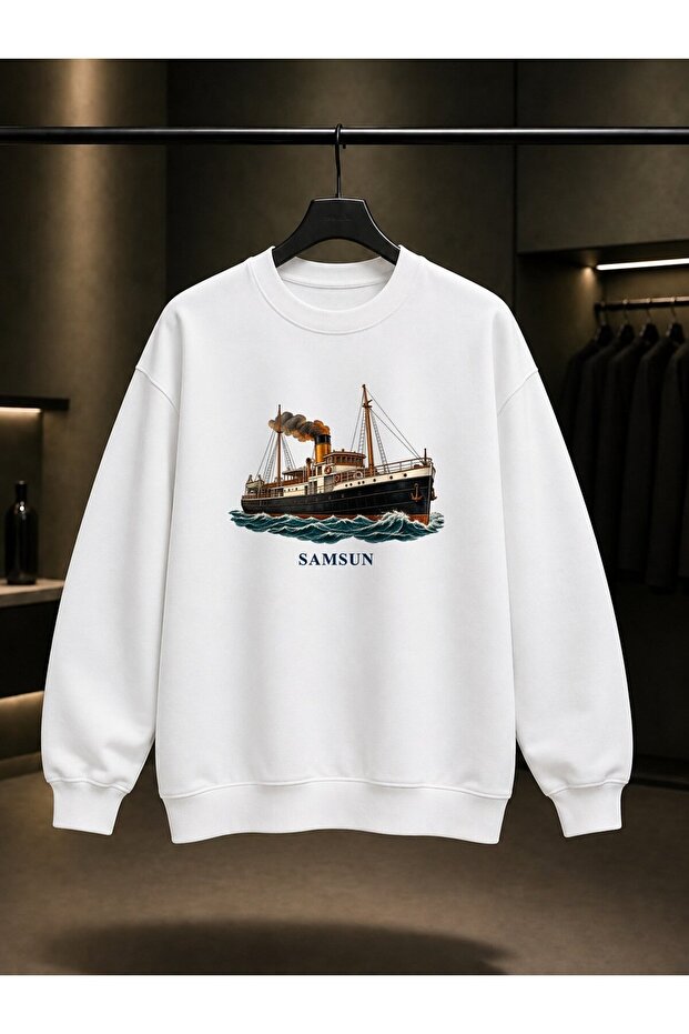 Samsun Bandırma Steamer Printed Unisex 100% Cotton Sweatshirt