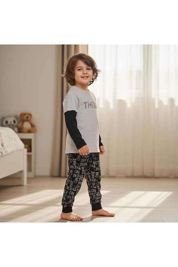 Boys' Cotton There Are Printed Long Sleeve 2-Piece Set Cb1105
