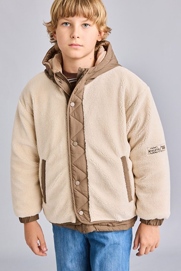 Windproof Plush Quilted Hooded Coat for Boys H1030A826Wn