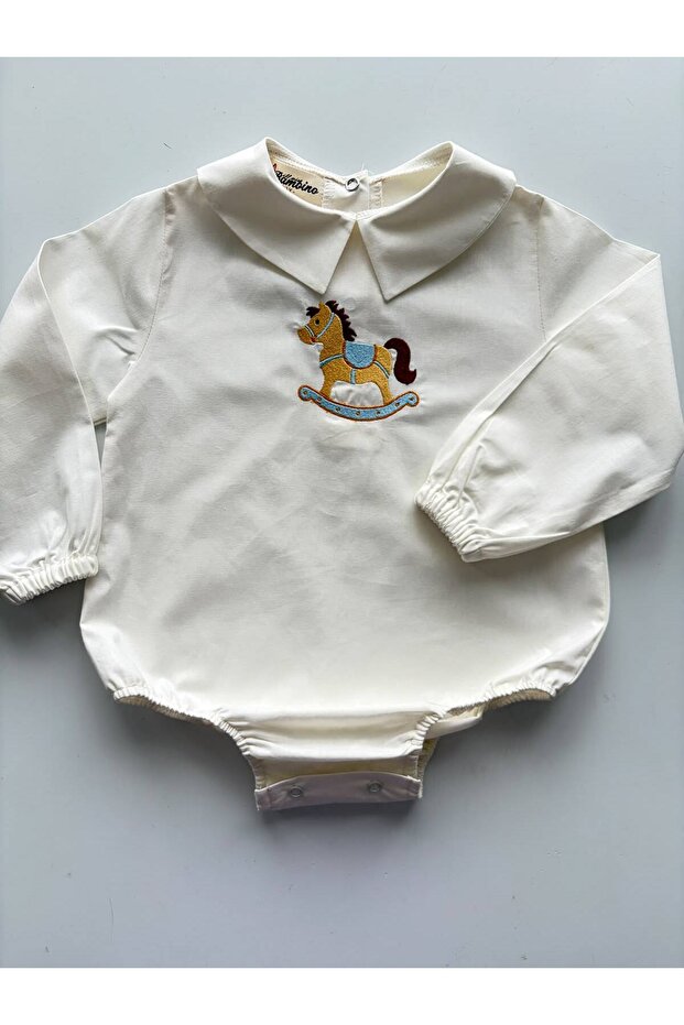 Handmade 100% Cotton Rocking Horse Embroidered Baby Boy Shirt