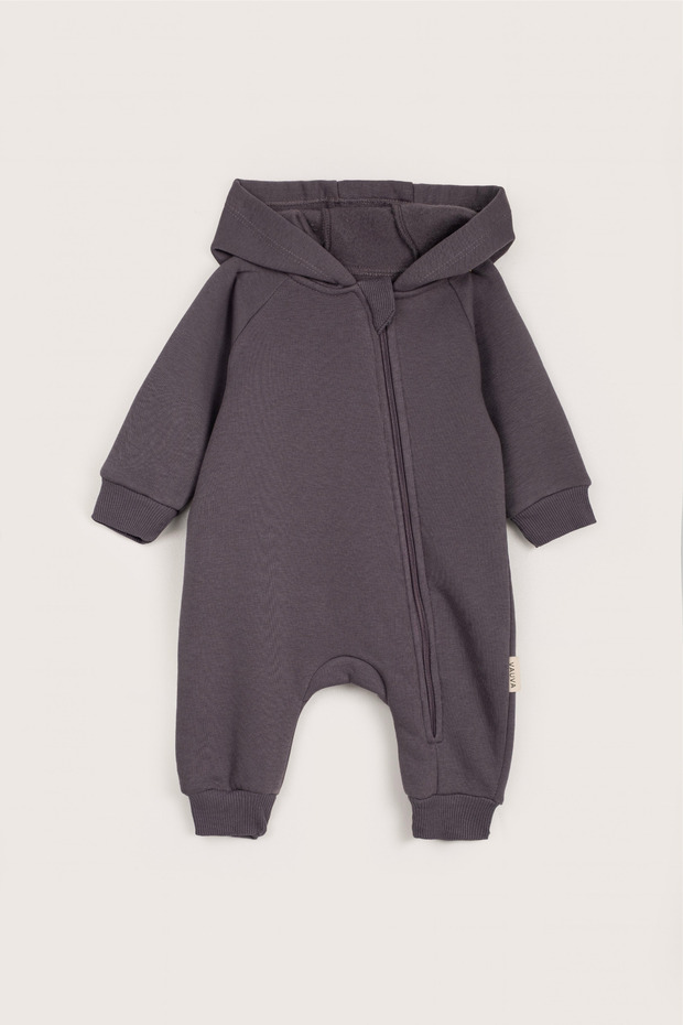 Unisex Baby Hooded Jumpsuit - Furry Inside, Hooded, Zippered Winter Jumpsuit 3-24 Months