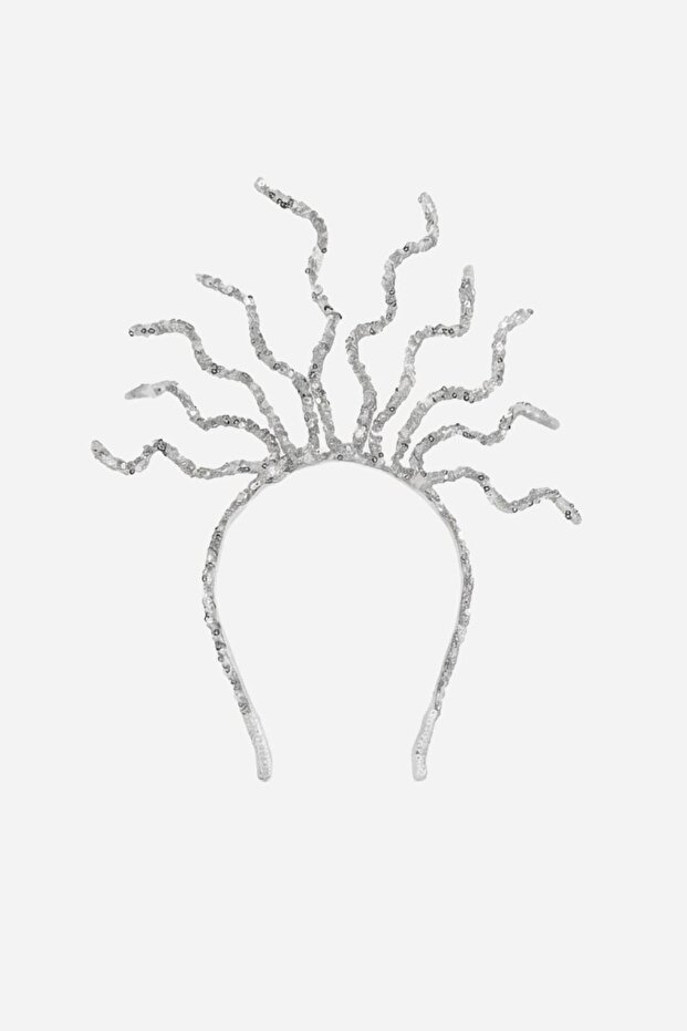 Silver Sequined Zigzag Figured Girl's Crown