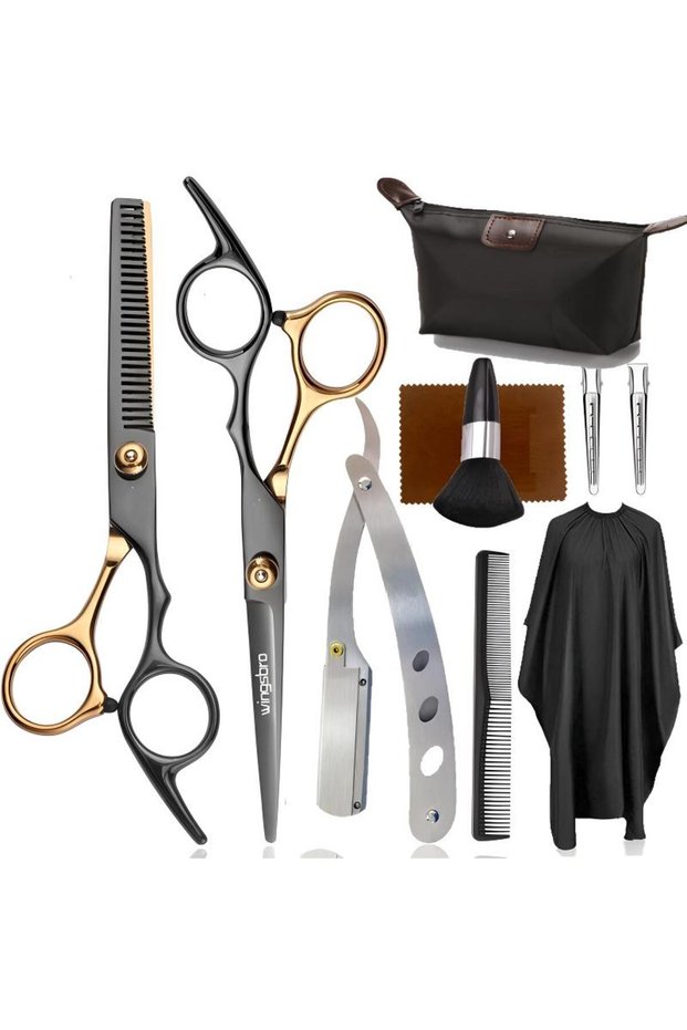 gold Professional Barber Scissors 6.0 inch Hairdressing Scissors Hair Cutting Thinning Shears Set