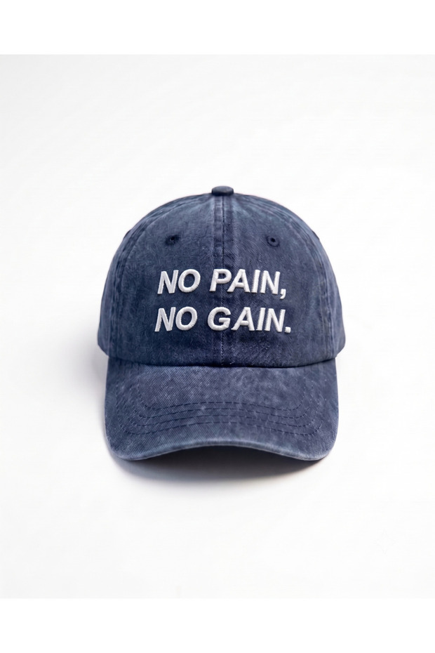 No Pain No Gain Embroidered Printed Washable Cotton Hat Cap / "No Pain No Gain" Meaningful Embroidered Hat