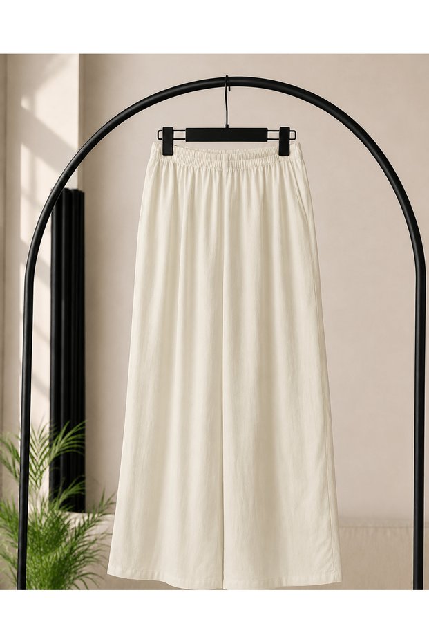 Wide Leg Cotton Pants Underwear - Ecru