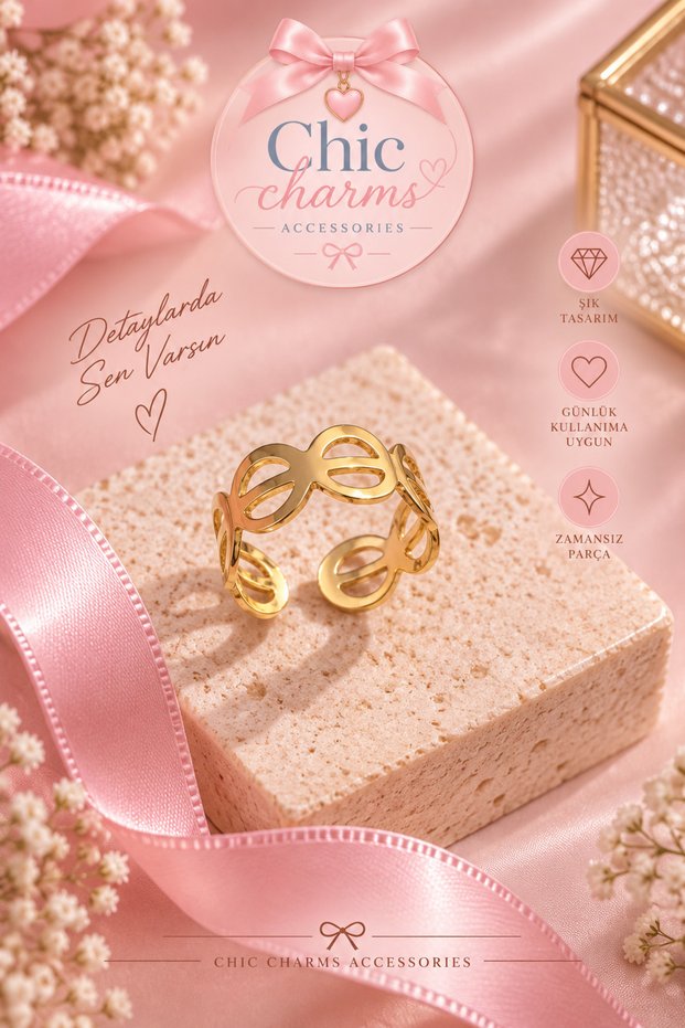 Gold Geometric Oval Design Ring