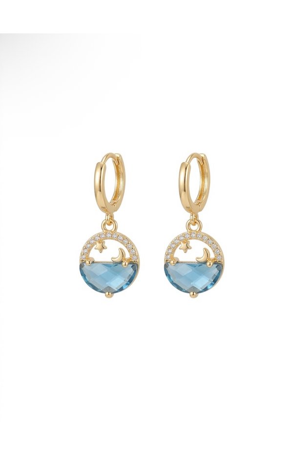 Women's Blue Dangle Stylish Earrings Non-Tarnish Stainless Gift Boxed Women's Earrings