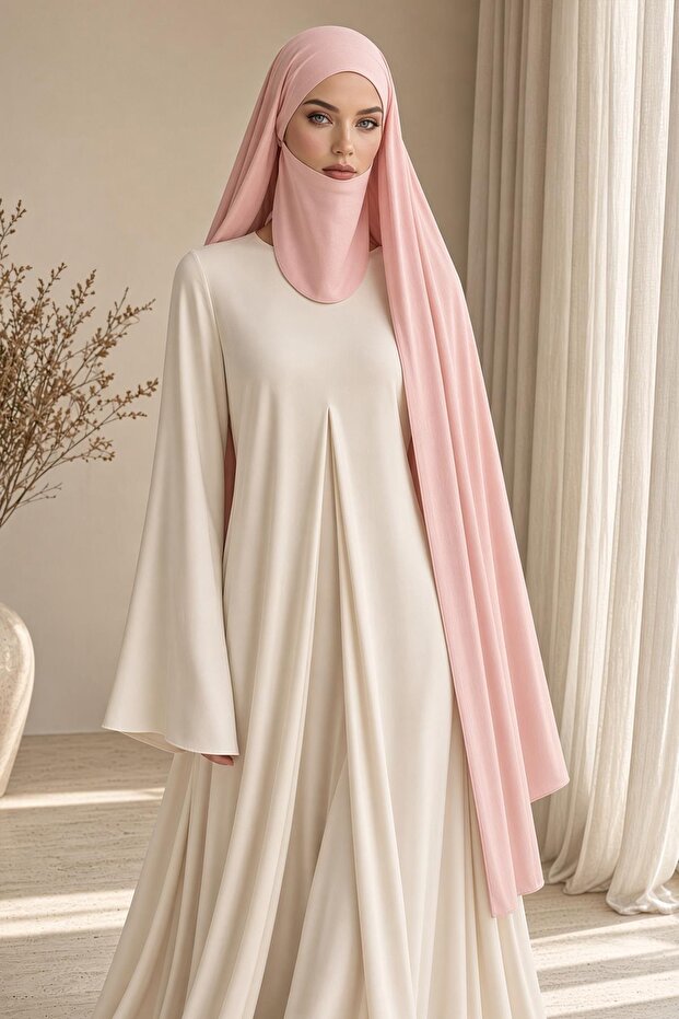 Neck-Covering Veil Featuring Combed Cotton Boned Shawl, Ps-58