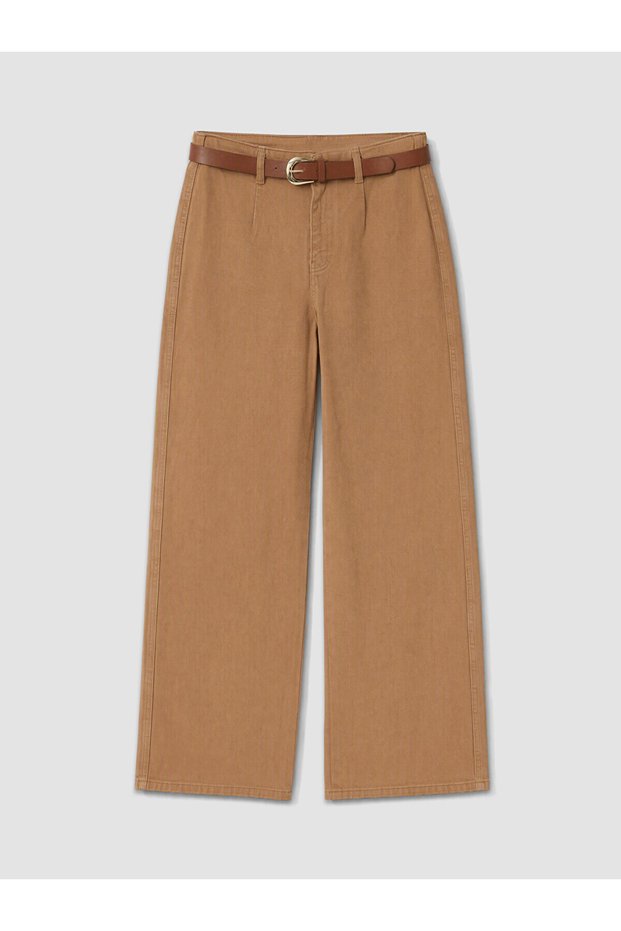 Two Mt Shop Quality Lcw Curve Brown Denim Straight Culotte High Waist Wide Leg Women's Jean Pants