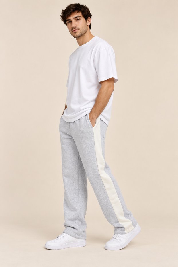 Men's Side Striped Straight Leg 3 Thread Sweatpants
