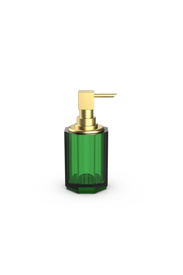 New Kristall Liquid Soap Dispenser, Countertop - Matte Gold/Green