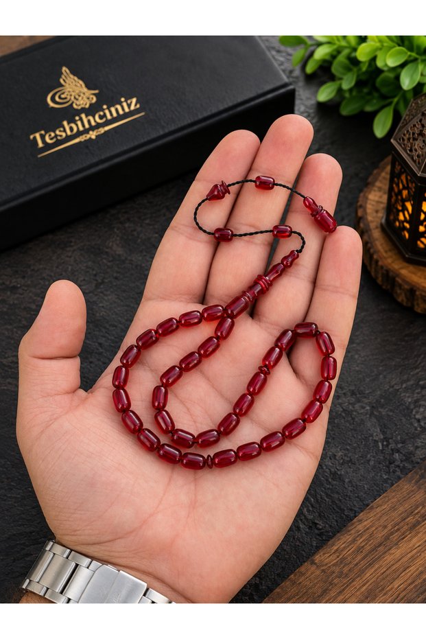 Special Ringed Imame Design Red Fire Amber Prayer Beads