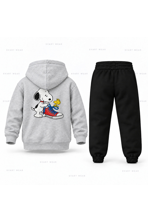 Snoopy Bagcik Printed Children's Hooded Tracksuit Set