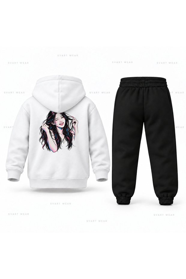 Katseye Yoonchae Laughter Printed Children's Hooded Tracksuit Set