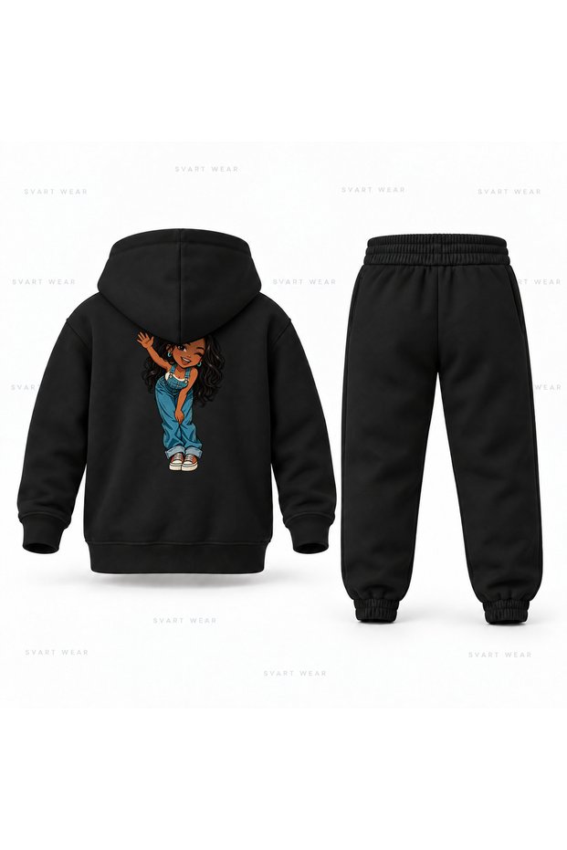 Katseye Lara Chibi Selam Printed Children's Hooded Tracksuit Set