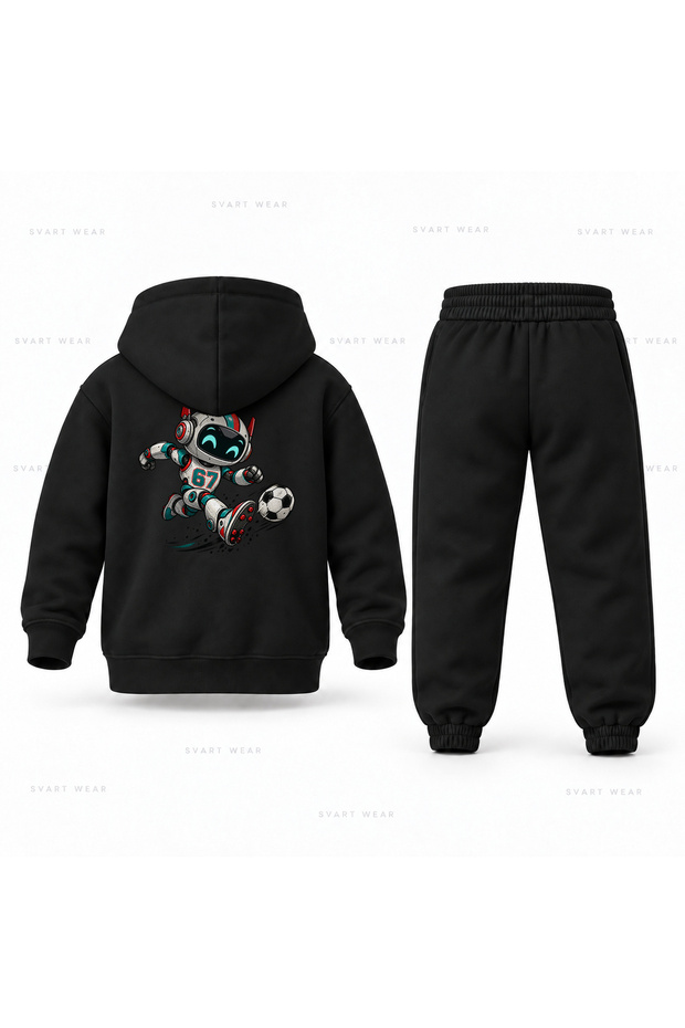 Six Seven 67 Robot Football Printed Children's Hooded Tracksuit Set