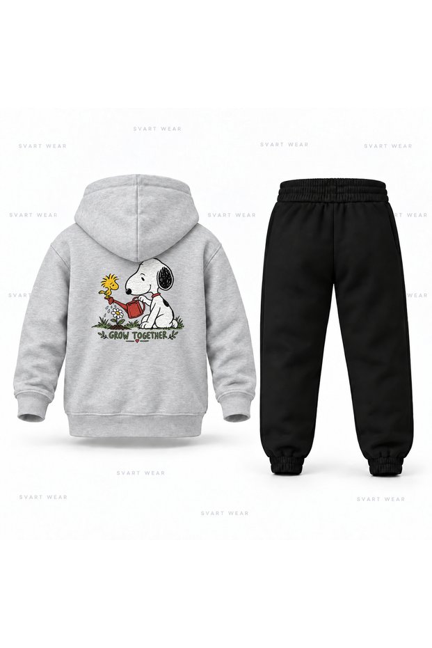 Snoopy Garden Friend Printed Children's Hooded Tracksuit Set