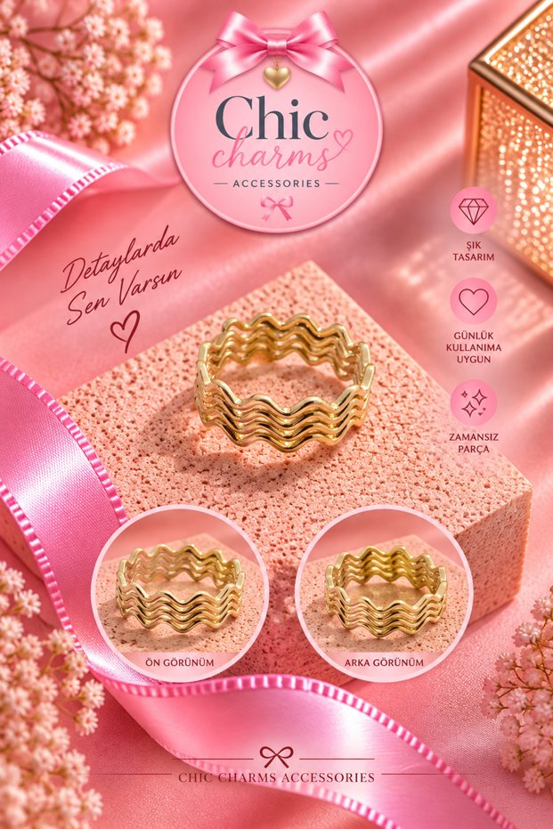Chic Charms Gold Multi Wave Ring