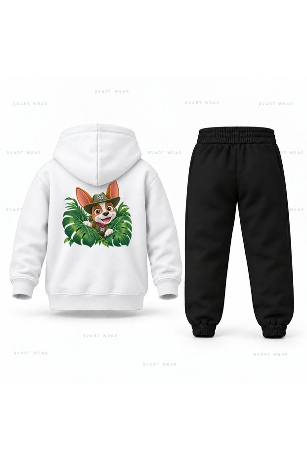 Paw Patrol Tracker Leaf Printed Children's Hooded Tracksuit Set