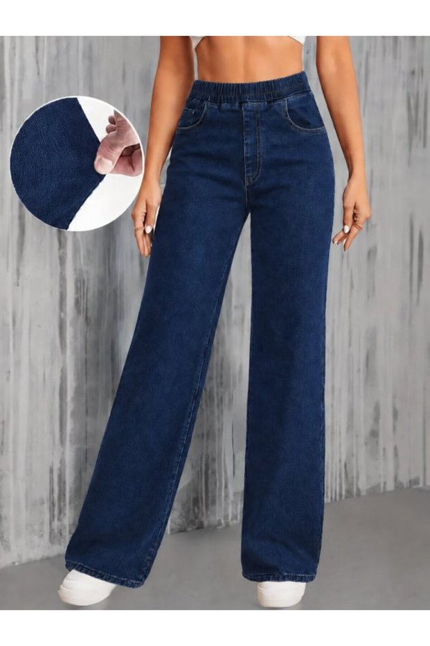 Denim Hali of Comfort - Women's High Waist Pocketed Loose Leg Jeans