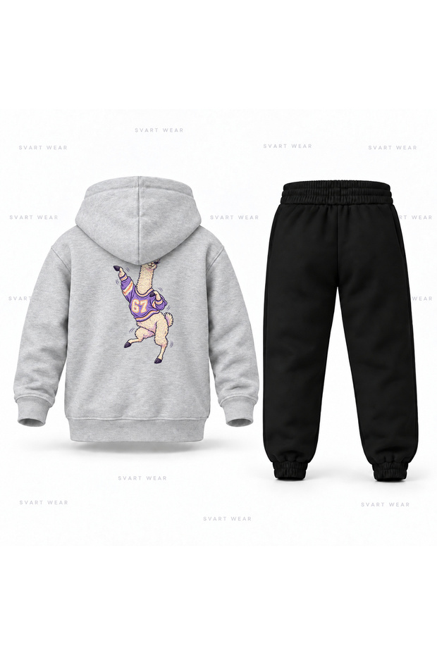 Six Seven 67 Lama Dans Printed Children's Hooded Tracksuit Set