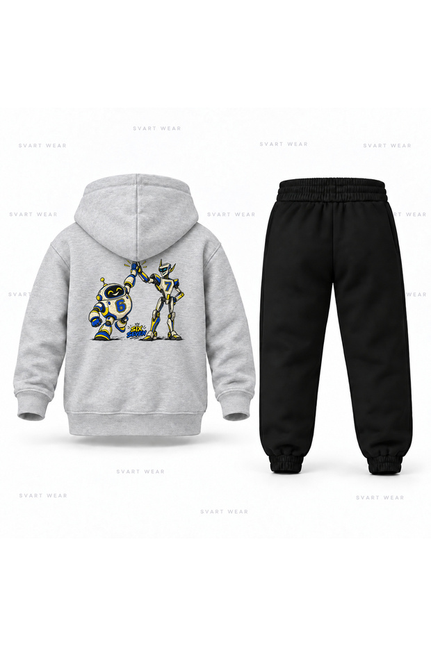 Six Seven 67 Robot Double Printed Children's Hooded Tracksuit Set