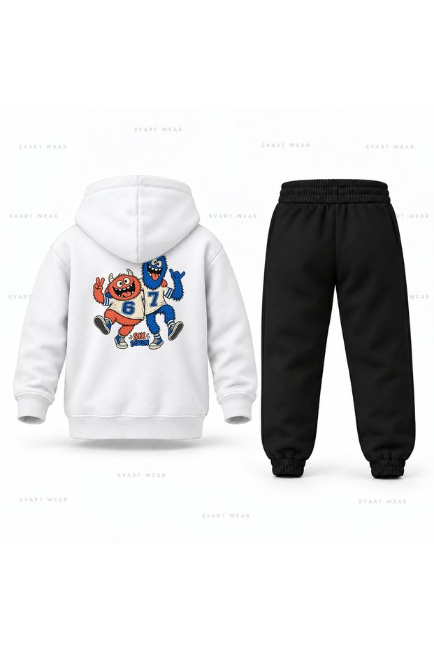 Six Seven 67 Monster Friends Printed Children's Hooded Tracksuit Set