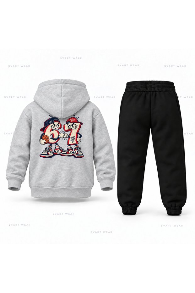 Six Seven Number 67 Double Printed Children's Hooded Tracksuit Set