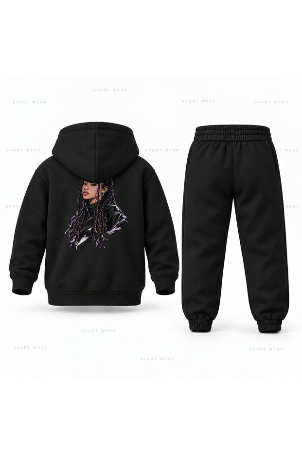 Katseye Manon Golge Pen Printed Children's Hooded Tracksuit Set