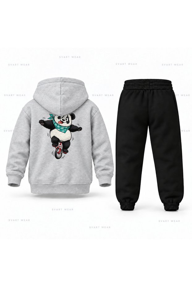 Six Seven 67 Panda Bicycle Printed Children's Hooded Tracksuit Set