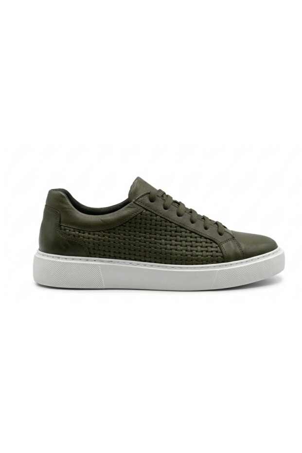 Genuine Leather Green Men's Sneaker Shoes - 23651