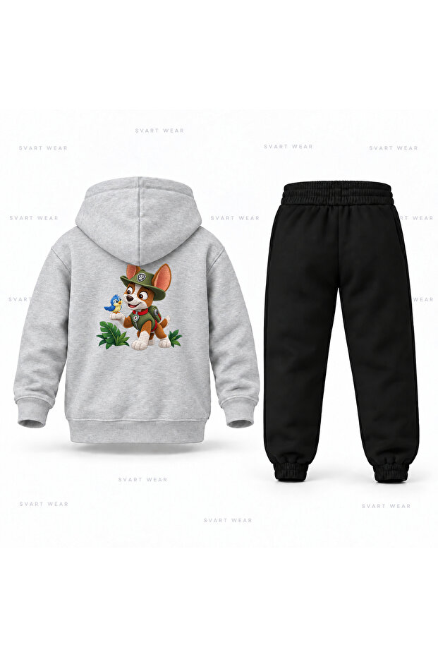 Paw Patrol Tracker Dost Kus Printed Children's Hooded Tracksuit Set