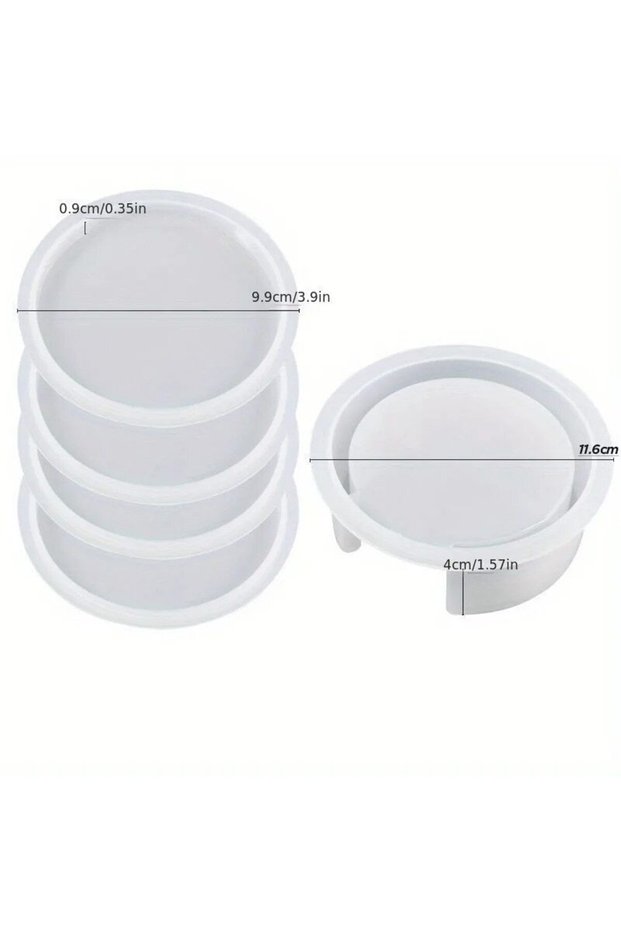 C Coaster Resin Molds Set Include 1pc Coaster Storage Box Mold, 4Pcs Silicone Resin Coaster Mold for