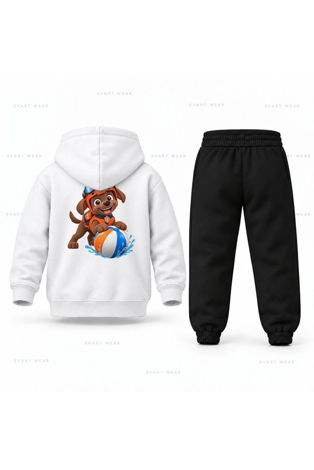 Paw Patrol Zuma Water Glasses Printed Children's Hooded Tracksuit Set